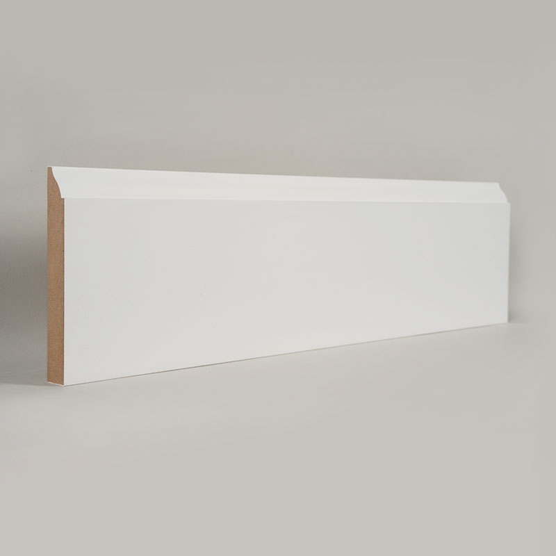Plinthe MDF (apprêt de remplissage et blanc perle) 3/5' x 4 1/4'