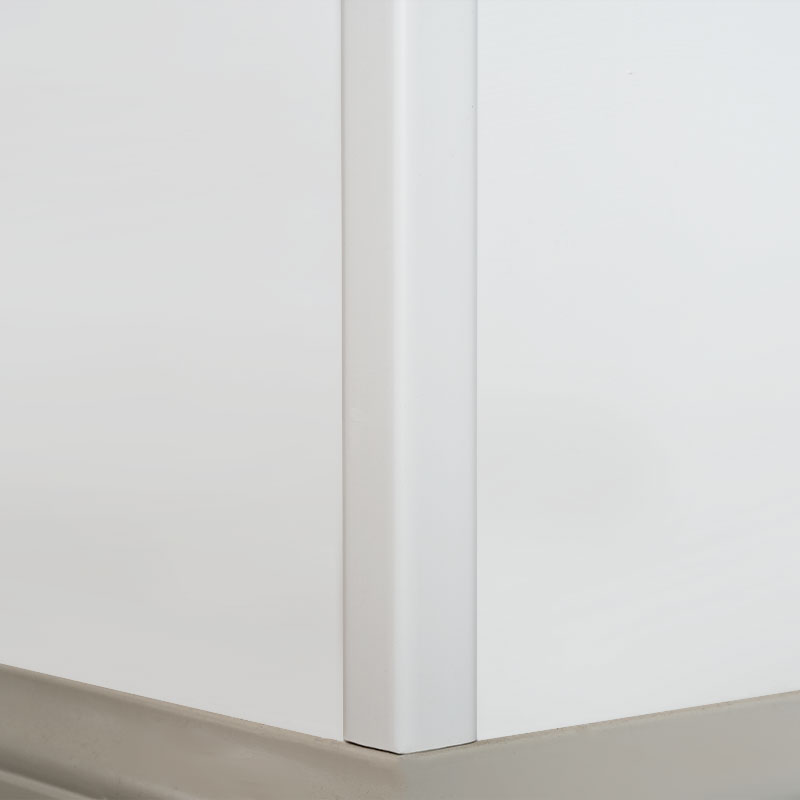 Bande de transition en bois massif à angle droit (90°) (apprêt de remplissage + peinture) - Blanc 1 1/9' x 1 1/9'