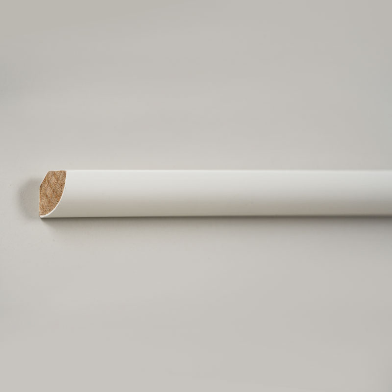 Moulure quart de rond en bois massif (avec apprêt de remplissage) - Blanc 3/5