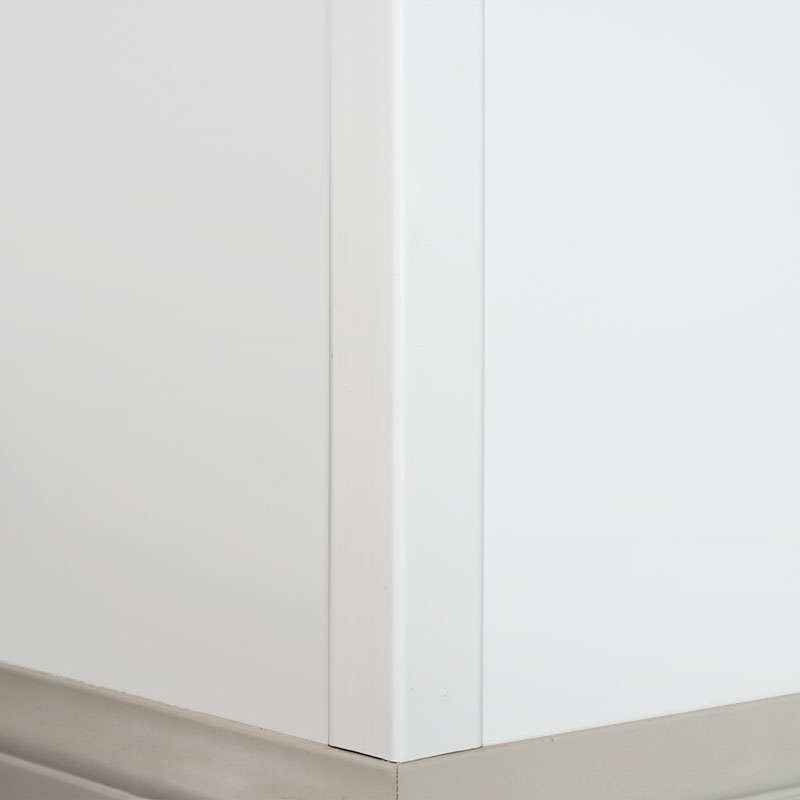 Bande de transition en bois massif à angle droit (90°) (apprêt de remplissage + peinture) - Blanc 1 1/2' x 1 1/2'