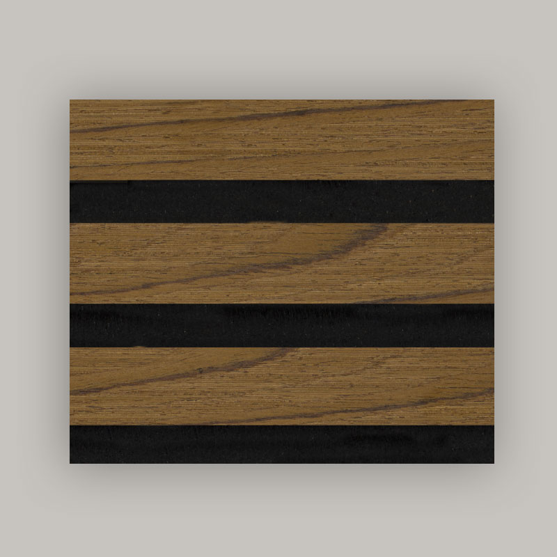Mur de grille/panneau mural acoustique (placage de bois d'ingénierie sur 3 côtés enveloppé) - Couleur du grain du bois 2400/2700 mm x 600 mm