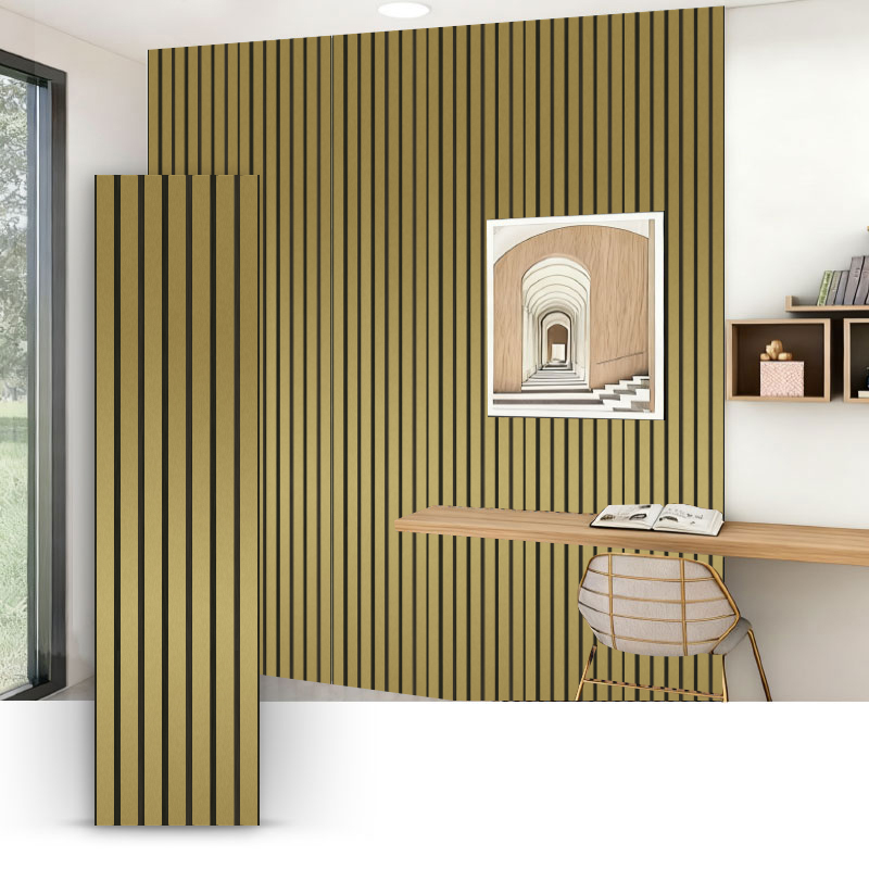 Mur de grille/panneau mural acoustique (enveloppé de PVC sur une face) - Couleur métallique brossée 2400/2700 mm x 600 mm