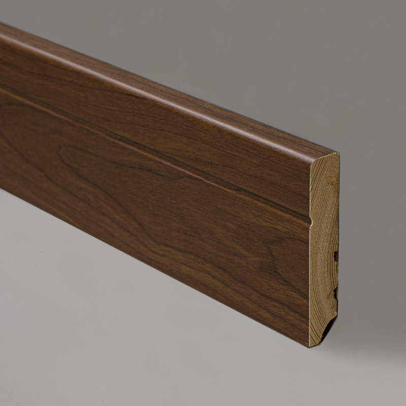 Plinthe en bois massif (enveloppée de placage de noyer noir + peinture) - Noyer noir 3/5' x 3 1/6'