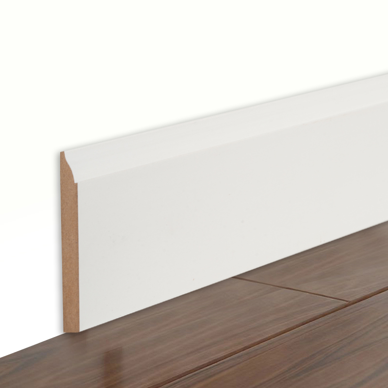 Plinthe MDF (apprêt de remplissage et blanc perle) 3/5' x 3 1/4'