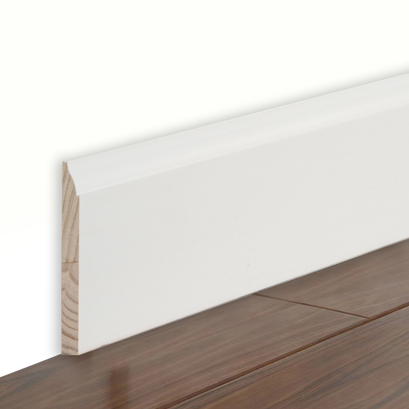 Plinthe en pin (avec apprêt et blanc perle) 3/5' x 3 1/4'