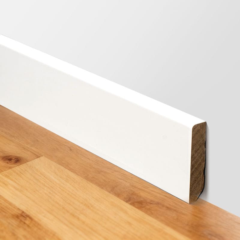 Plinthe en bois massif (apprêtée et peinte) - Blanc 1/2' x 2 3/8'