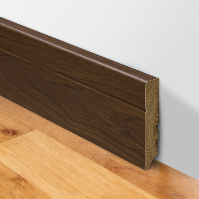 Plinthe en bois massif (enveloppée de placage de noyer noir + peinture) - Noyer noir 3/5' x 3 1/6'