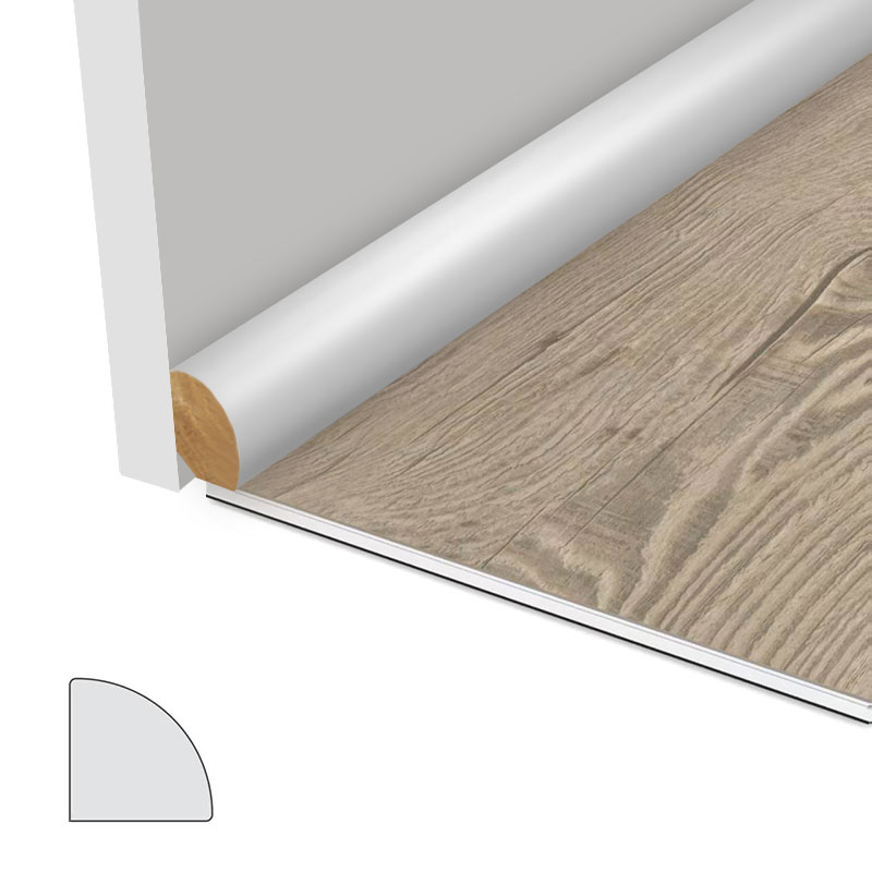 Moulure quart de rond en bois massif (avec apprêt de remplissage) - Blanc 3/5' × 3/5'